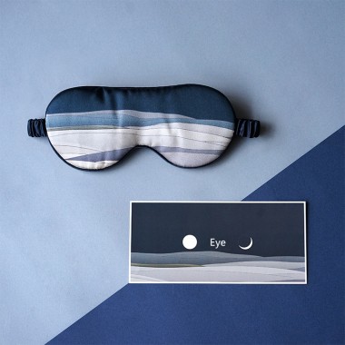 Navy Printed Silk Eye Mask for Sale