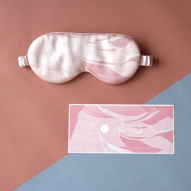 Pink Printed Silk Eye Mask for Sale