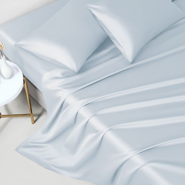 Alice Blue 22 Momme Mulberry Silk Flat Sheet for Sale Alice Blue 22 Momme Mulberry Silk Flat Sheet for Sale