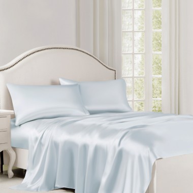 Alice Blue 22 Momme Mulberry Silk Flat Sheet for Sale