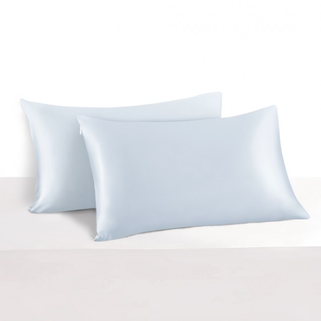 Alice Blue 22 Momme Mulberry Silk Pillowcase with Hidden Zipper for Sale Alice Blue 22 Momme Mulberry Silk Pillowcase with Hidden Zipper for Sale