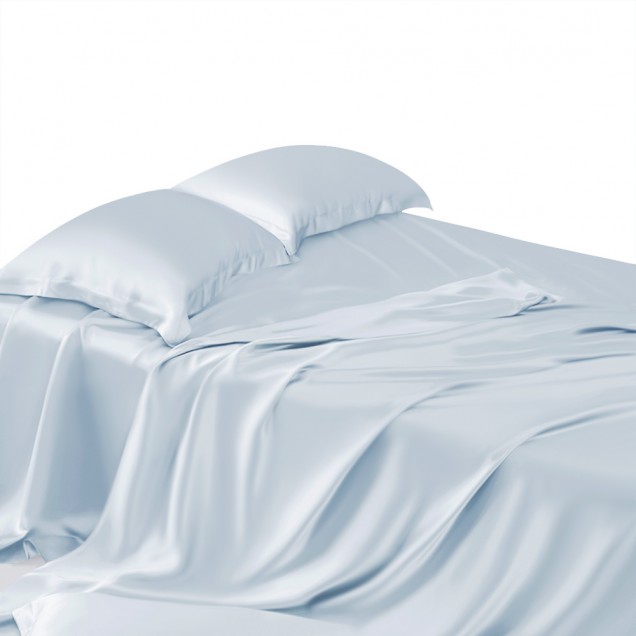 Alice Blue 22 Momme Mulberry Silk Sheet Set for Sale Alice Blue 22 Momme Mulberry Silk Sheet Set for Sale