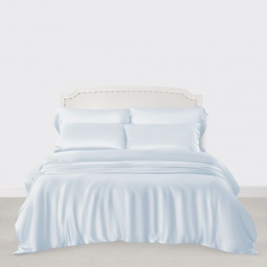 Alice Blue 3 PCS 22 Momme Mulberry Silk Duvet Cover Set for Sale