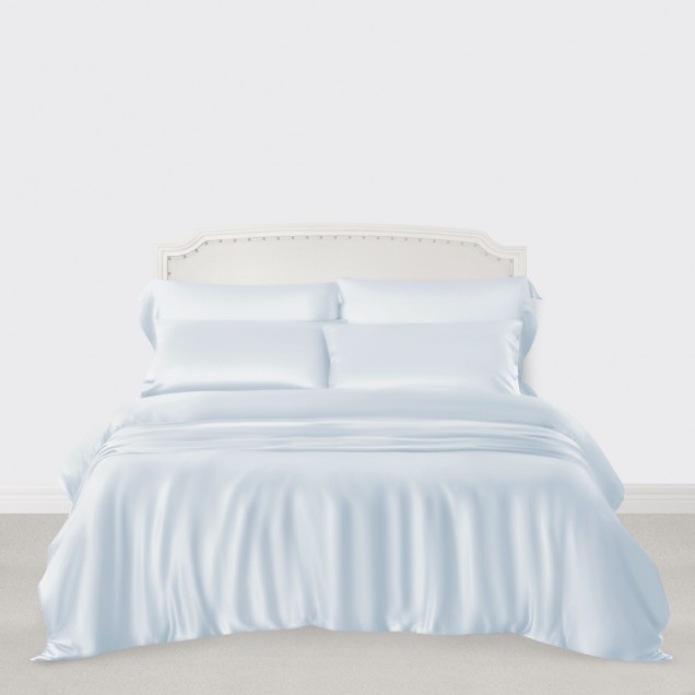 Alice Blue 3 PCS 22 Momme Mulberry Silk Duvet Cover Set for Sale Alice Blue 3 PCS 22 Momme Mulberry Silk Duvet Cover Set for Sale