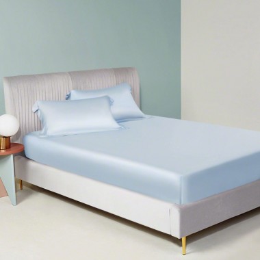 Baby Blue 22 Momme Mulberry Silk Fitted Sheet for Sale