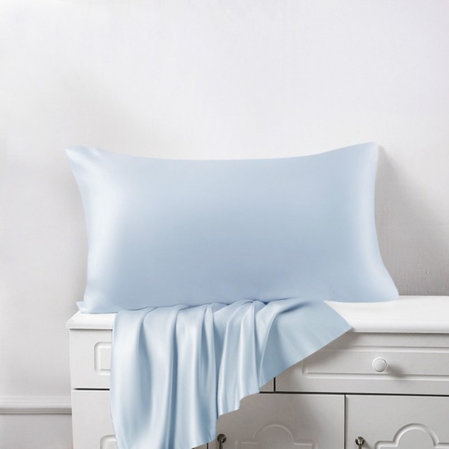 Baby Blue 22 Momme Mulberry Silk Pillowcase with Hidden Zipper for Sale Baby Blue 22 Momme Mulberry Silk Pillowcase with Hidden Zipper for Sale
