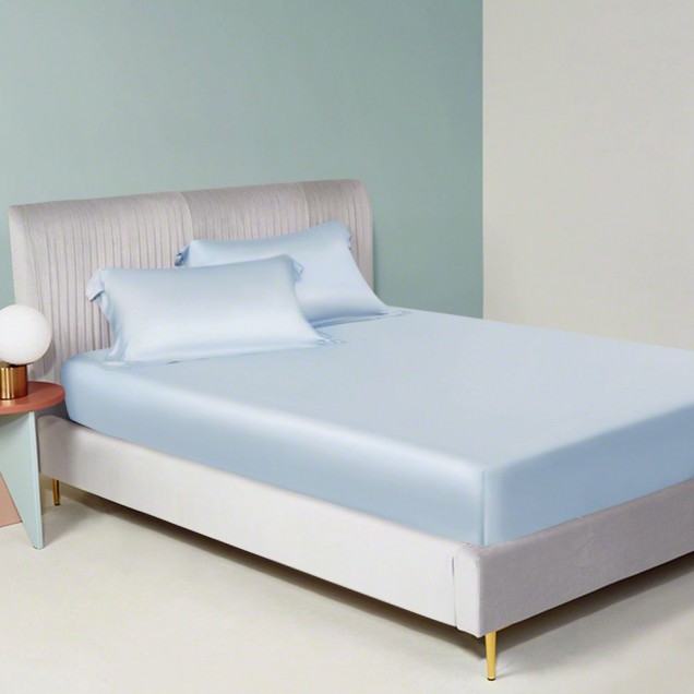 Baby Blue 22 Momme Mulberry Silk Sheet Set for Sale Baby Blue 22 Momme Mulberry Silk Sheet Set for Sale