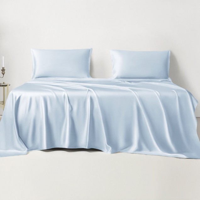 Baby Blue 22 Momme Mulberry Silk Sheet Set for Sale Baby Blue 22 Momme Mulberry Silk Sheet Set for Sale