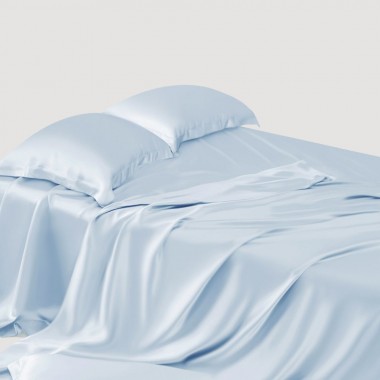 Baby Blue 22 Momme Mulberry Silk Sheet Set for Sale
