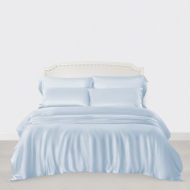 Baby Blue 3 PCS 22 Momme Mulberry Silk Duvet Cover Set for Sale