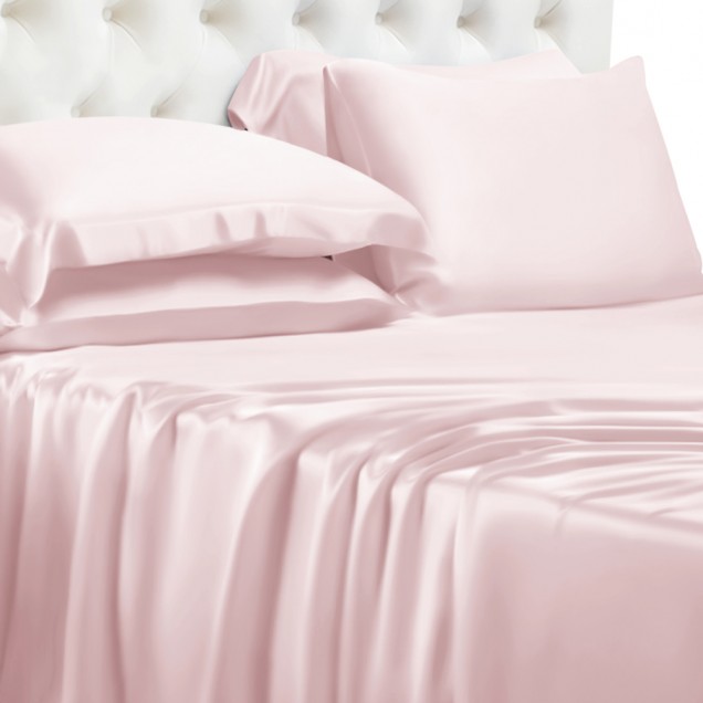 Baby Pink 22 Momme Mulberry Silk Fitted Sheet for Sale Baby Pink 22 Momme Mulberry Silk Fitted Sheet for Sale