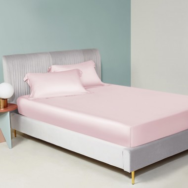 Baby Pink 22 Momme Mulberry Silk Fitted Sheet for Sale