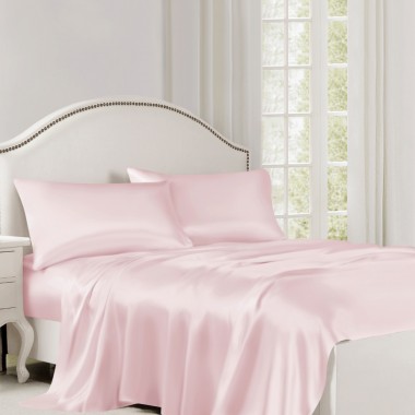 Baby Pink 22 Momme Mulberry Silk Flat Sheet for Sale
