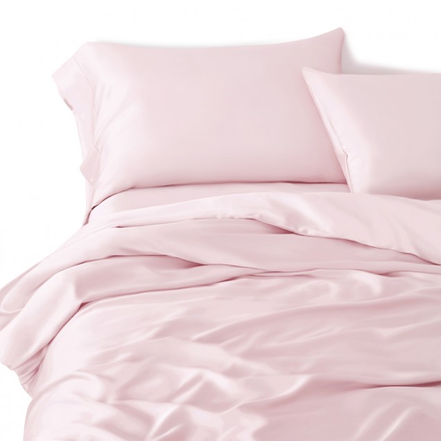 Baby Pink 3 PCS 22 Momme Mulberry Silk Duvet Cover Set for Sale Baby Pink 3 PCS 22 Momme Mulberry Silk Duvet Cover Set for Sale