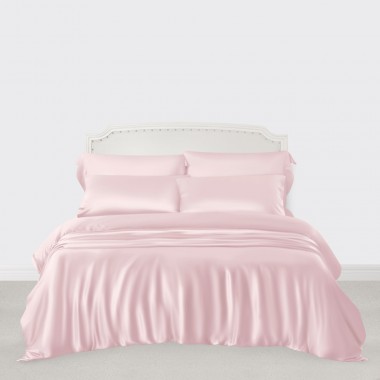 Baby Pink 3 PCS 22 Momme Mulberry Silk Duvet Cover Set for Sale