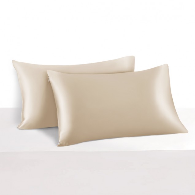 Beige 22 Momme Mulberry Silk Pillowcase with Hidden Zipper for Sale Beige 22 Momme Mulberry Silk Pillowcase with Hidden Zipper for Sale