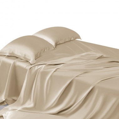 Beige 22 Momme Mulberry Silk Sheet Set for Sale
