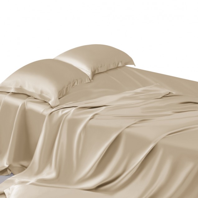 Beige 22 Momme Mulberry Silk Sheet Set for Sale Beige 22 Momme Mulberry Silk Sheet Set for Sale