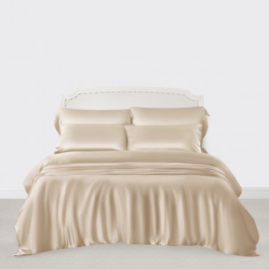 Beige 3 PCS 22 Momme Mulberry Silk Duvet Cover Set for Sale
