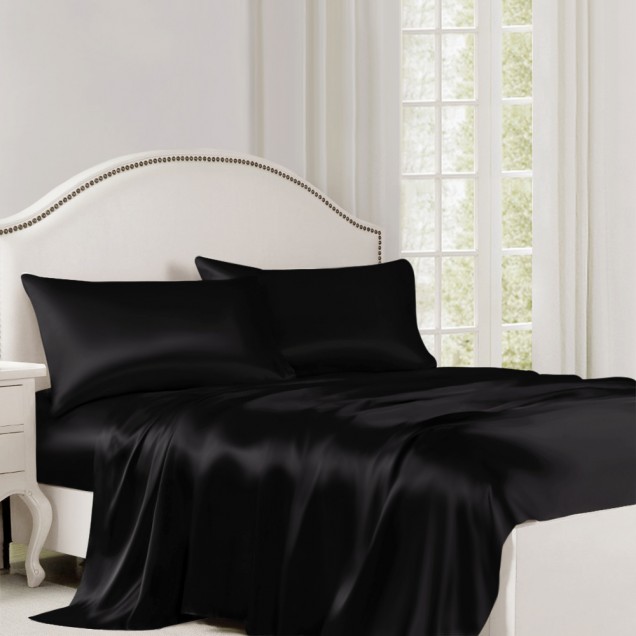 Black 22 Momme Mulberry Silk Flat Sheet for Sale Black 22 Momme Mulberry Silk Flat Sheet for Sale