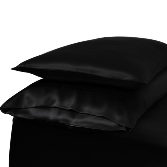 Black Envelope 22 Momme Mulberry Silk Pillowcase for Sale Black Envelope 22 Momme Mulberry Silk Pillowcase for Sale