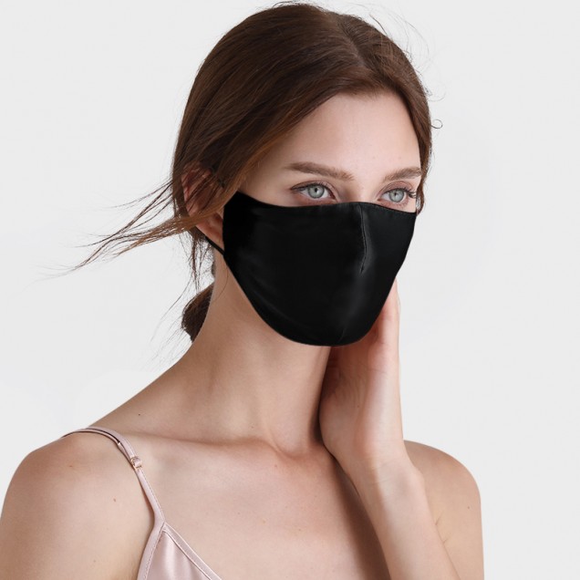 Black Double-Sided 22 Momme Silk Face Mask for Sale Black Double-Sided 22 Momme Silk Face Mask for Sale