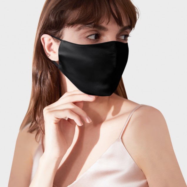 Black Double-Sided 22 Momme Silk Face Mask for Sale Black Double-Sided 22 Momme Silk Face Mask for Sale