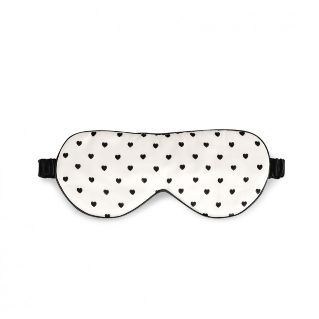 Black & White Heart Silk Sleep Mask for Sale Black & White Heart Silk Sleep Mask for Sale