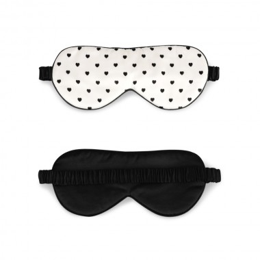 Black & White Heart Silk Sleep Mask for Sale