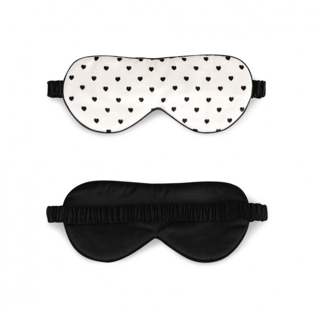 Black & White Heart Silk Sleep Mask for Sale Black & White Heart Silk Sleep Mask for Sale