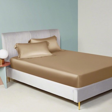 Cappuccino 22 Momme Mulberry Silk Fitted Sheet for Sale
