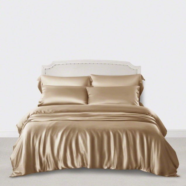 Cappuccino 3 PCS 22 Momme Mulberry Silk Duvet Cover Set for Sale Cappuccino 3 PCS 22 Momme Mulberry Silk Duvet Cover Set for Sale