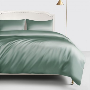 Celadon Green 22 Momme Mulberry Silk Duvet Cover for Sale