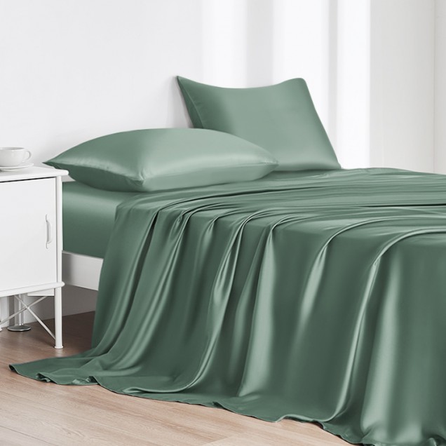 Celadon Green 22 Momme Mulberry Silk Flat Sheet for Sale Celadon Green 22 Momme Mulberry Silk Flat Sheet for Sale