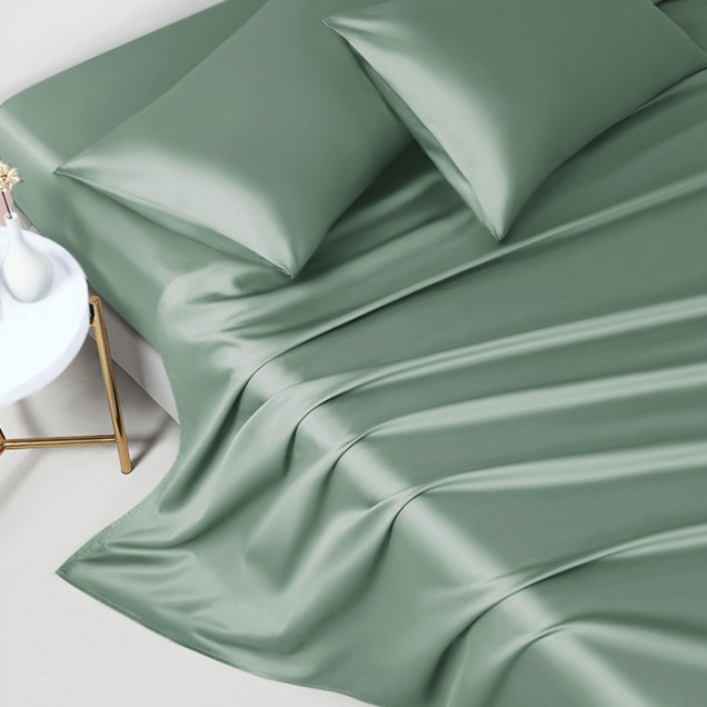 Celadon Green 22 Momme Mulberry Silk Flat Sheet for Sale Celadon Green 22 Momme Mulberry Silk Flat Sheet for Sale