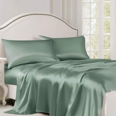 Celadon Green 22 Momme Mulberry Silk Flat Sheet for Sale