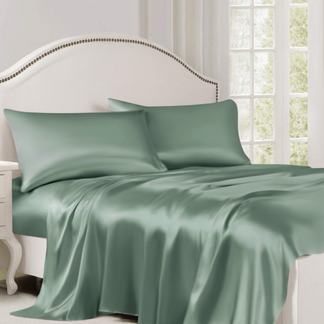Celadon Green 22 Momme Mulberry Silk Flat Sheet for Sale Celadon Green 22 Momme Mulberry Silk Flat Sheet for Sale