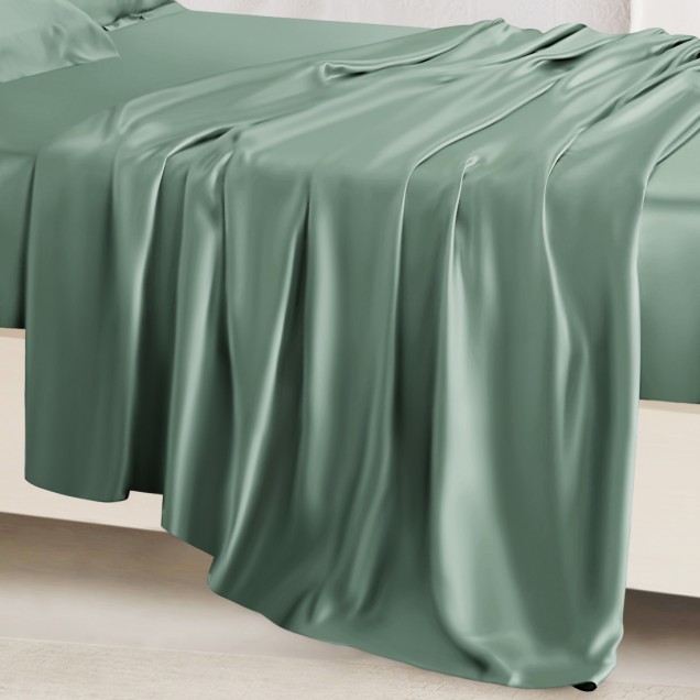 Celadon Green 22 Momme Mulberry Silk Sheet Set for Sale Celadon Green 22 Momme Mulberry Silk Sheet Set for Sale