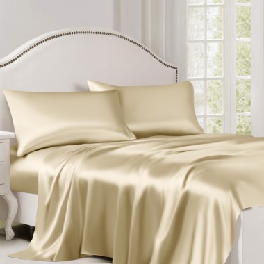 Champagne 22 Momme Mulberry Silk Flat Sheet for Sale