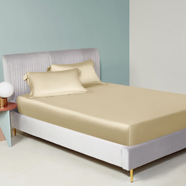 Champagne 22 Momme Mulberry Silk Sheet Set for Sale Champagne 22 Momme Mulberry Silk Sheet Set for Sale