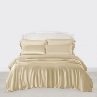 Champagne 3 PCS 22 Momme Mulberry Silk Duvet Cover Set for Sale