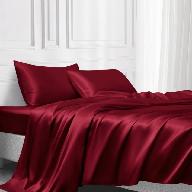 Claret 22 Momme Mulberry Silk Flat Sheet for Sale Claret 22 Momme Mulberry Silk Flat Sheet for Sale
