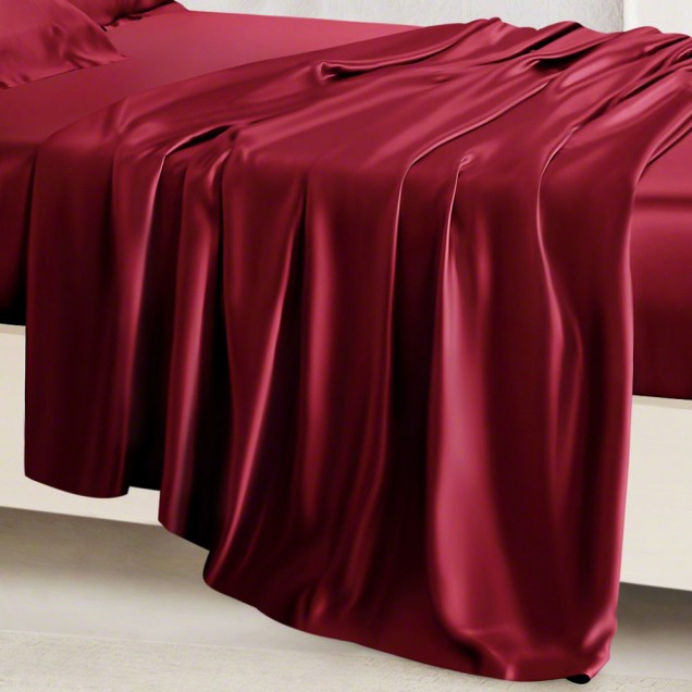 Claret 22 Momme Mulberry Silk Flat Sheet for Sale Claret 22 Momme Mulberry Silk Flat Sheet for Sale