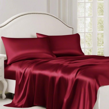 Claret 22 Momme Mulberry Silk Flat Sheet for Sale