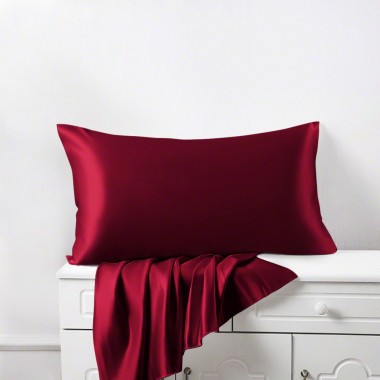 Claret 22 Momme Mulberry Silk Pillowcase with Hidden Zipper for Sale