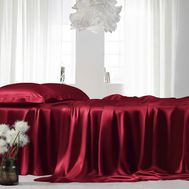 Claret 22 Momme Mulberry Silk Sheet Set for Sale Claret 22 Momme Mulberry Silk Sheet Set for Sale