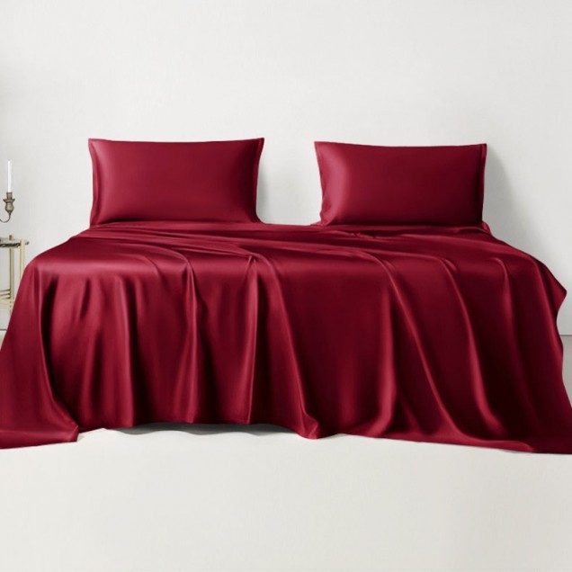 Claret 22 Momme Mulberry Silk Sheet Set for Sale Claret 22 Momme Mulberry Silk Sheet Set for Sale