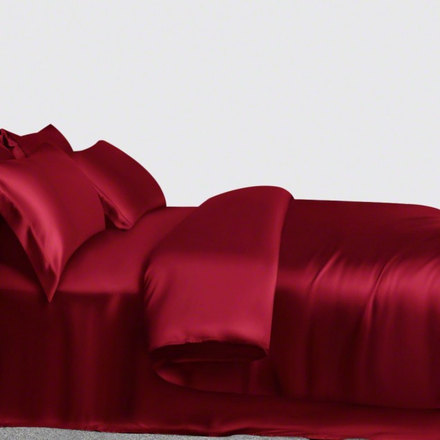Claret 3 PCS 22 Momme Mulberry Silk Duvet Cover Set for Sale Claret 3 PCS 22 Momme Mulberry Silk Duvet Cover Set for Sale