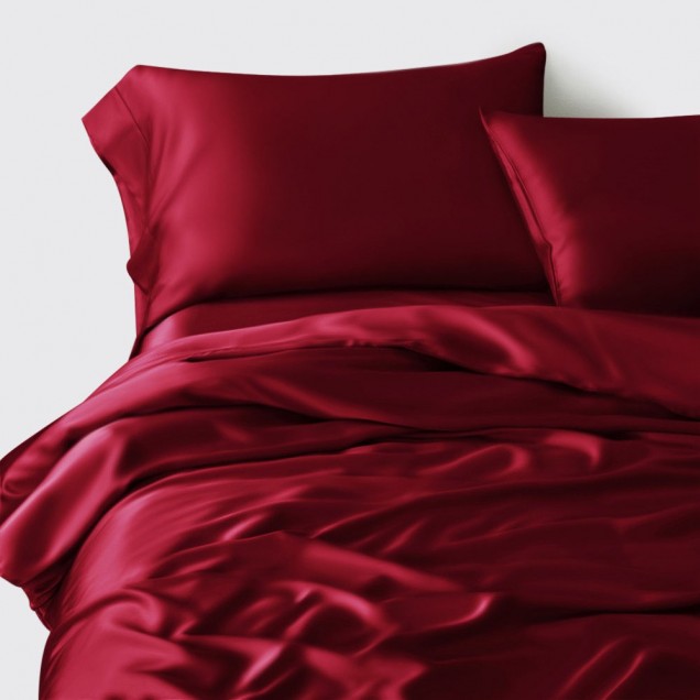 Claret 3 PCS 22 Momme Mulberry Silk Duvet Cover Set for Sale Claret 3 PCS 22 Momme Mulberry Silk Duvet Cover Set for Sale