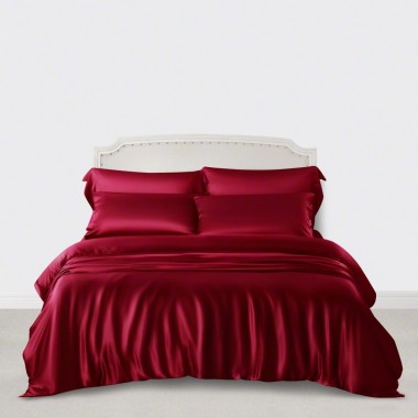 Claret 3 PCS 22 Momme Mulberry Silk Duvet Cover Set for Sale